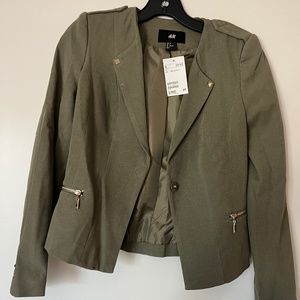 H&M sage green cropped blazer